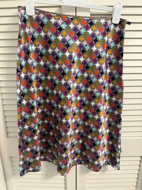 Catherine Malandrino Purple Teal Orange Geometric A-Line Skirt